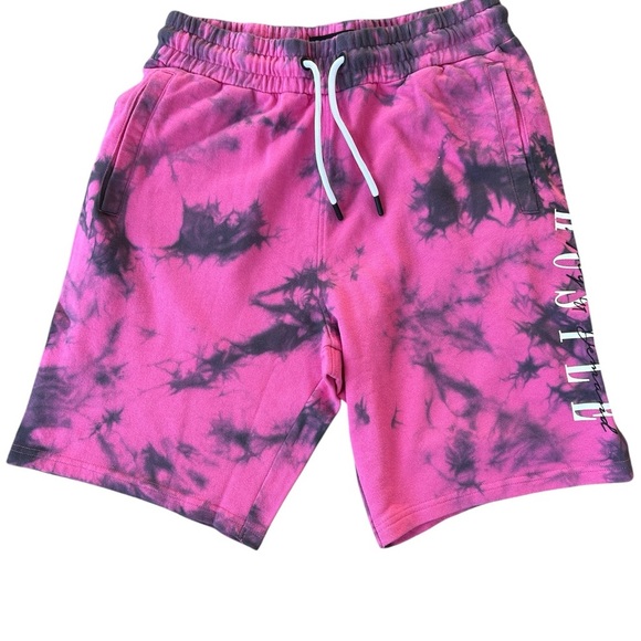 Pink Tie-Dye Men's Flat Front Shorts - Picture 1 of 4
